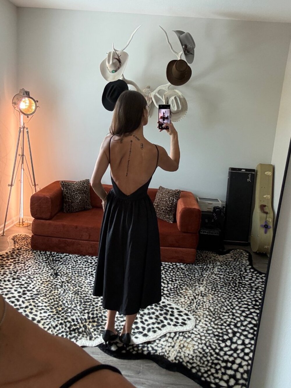 INA Black Cocktail Midi Dress Size Small Pockets - Picture 5 of 5